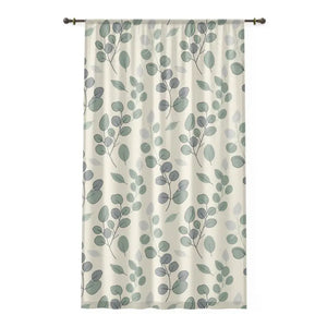 Eucalyptus Sheer Window Curtain Botanical Cream Design - Dipaliz - White / 50’’ × 84’’ - Curtains