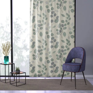 Eucalyptus Sheer Window Curtain Botanical Cream Design - Dipaliz - White / 50’’ × 84’’ - Curtains