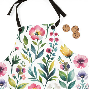Botanical Floral Apron - Black Detachable Twill Straps - Dipaliz - Aprons