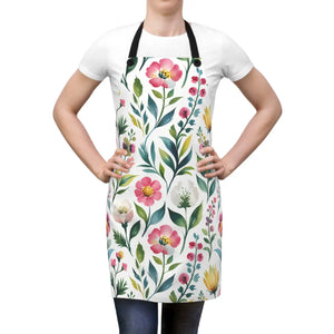 Botanical Floral Apron - Black Detachable Twill Straps - Dipaliz - Aprons