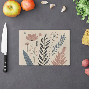 Botanical Flowers Tempered Glass Cutting Board - Dipaliz - Boards