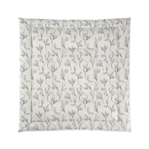 Gray Vine Comforter - Elegant Botanical Bedding - Dipaliz - 88’’ × - Quilts & Comforters