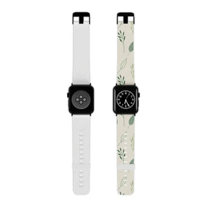 Botanical Leaf Apple Watch Band - Neutral Green Floral Strap - Dipaliz - 7.5’’ × 0.75’’ / 42 - 44 Mm / Black