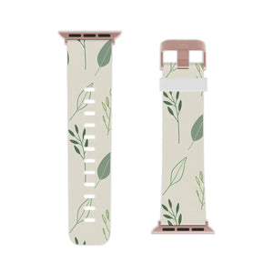 Botanical Leaf Apple Watch Band - Neutral Green Floral Strap - Dipaliz - Accessories