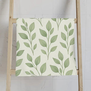 Botanical Leaf Towel - Greenery Bathroom Decor Natural Accent - Dipaliz - White Base / 28’’ × 16’’ - Hand Towels