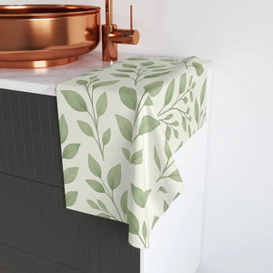 Botanical Leaf Towel - Greenery Bathroom Decor Natural Accent - Dipaliz - White Base / 28’’ × 16’’ - Hand Towels