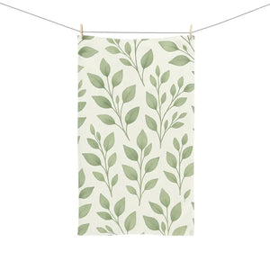 Botanical Leaf Towel - Greenery Bathroom Decor Natural Accent - Dipaliz - White Base / 28’’ × 16’’ - Hand Towels