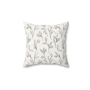 Square Pillow Recycled Polyester Botanical Line Art - Dipaliz - 14’’ × - Throw Pillows