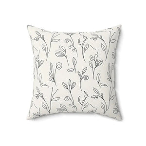 Home Decor - Botanical Cream Pillow - Recycled Polyester Square - Dipaliz 18’’ ×