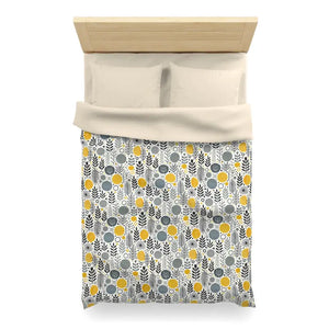 Bright Botanical Microfiber Duvet Cover Floral Yellow Grey - Dipaliz - Covers