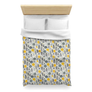 Bright Botanical Microfiber Duvet Cover Floral Yellow Grey - Dipaliz - Covers