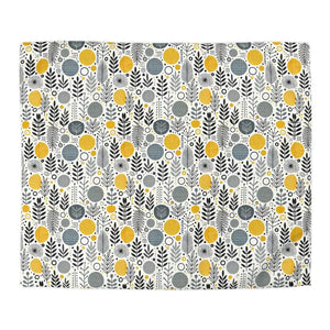 Bright Botanical Microfiber Duvet Cover Floral Yellow Grey - Dipaliz - King / Cream - Covers