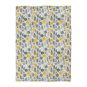 Bright Botanical Microfiber Duvet Cover Floral Yellow Grey - Dipaliz - Twin Xl / White - Covers