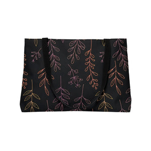 Botanical Night Weekender Tote Bag, Dark Floral Leaves Travel - Bags