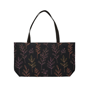Botanical Night Weekender Tote Bag, Dark Floral Leaves Travel - Bags