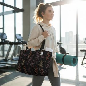 Botanical Night Weekender Tote Bag, Dark Floral Leaves Travel - Bags