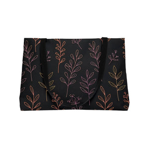 Botanical Night Weekender Tote Bag, Dark Floral Leaves Travel - Bags