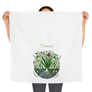 Vibrant Botanical Onions Tea Towel - Kitchen Art by Dipaliz - White / 28’’ × - Towels