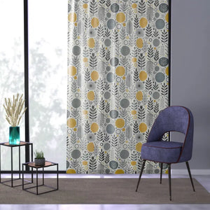 Botanical Pattern Window Curtain Modern Floral Yellow - Dipaliz - Sheer / White / 50’’ × 84’’ - Curtains