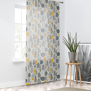 Botanical Pattern Window Curtain Modern Floral Yellow - Dipaliz - Sheer / White / 50’’ × 84’’ - Curtains