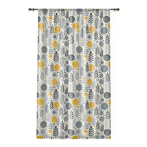 Botanical Pattern Window Curtain Modern Floral Yellow - Dipaliz - Sheer / White / 50’’ × 84’’ - Curtains