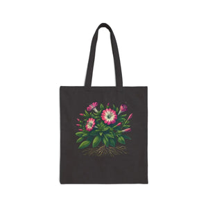 Botanical Pink Flower Tote - Cotton Canvas - Dipaliz - Bags