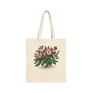 Botanical Pink Flower Tote - Cotton Canvas - Dipaliz - Bags
