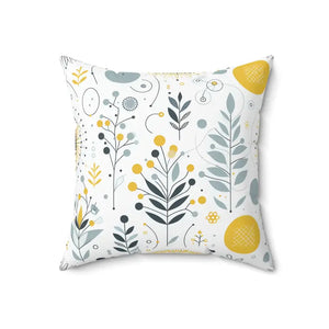 Botanical Print Square Pillow Soft Spun Polyester Cozy Home Vibes - Throw Pillows