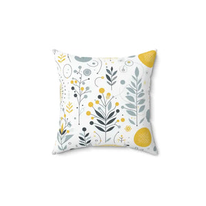 Botanical Print Square Pillow Soft Spun Polyester Cozy Home Vibes - Throw Pillows