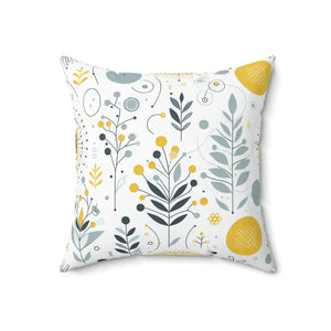 Botanical Print Square Pillow Soft Spun Polyester Cozy Home Vibes - 18’’ × - Throw Pillows