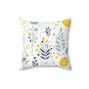 Botanical Print Square Pillow Soft Spun Polyester Cozy Home Vibes - 16’’ × - Throw Pillows