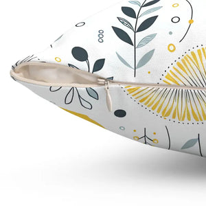 Botanical Print Square Pillow Soft Spun Polyester Cozy Home Vibes - Throw Pillows