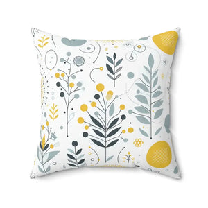 Botanical Print Square Pillow Soft Spun Polyester Cozy Home Vibes - Throw Pillows
