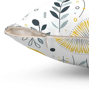 Botanical Print Square Pillow Soft Spun Polyester Cozy Home Vibes - Throw Pillows