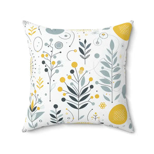 Botanical Print Square Pillow Soft Spun Polyester Cozy Home Vibes - 20’’ × - Throw Pillows