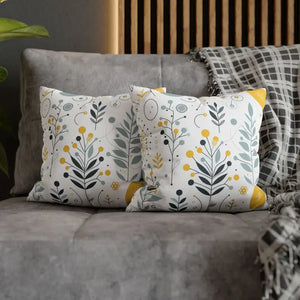 Botanical Square Pillowcase Grey Yellow Print Home Decor - Dipaliz - Pillowcases & Shams