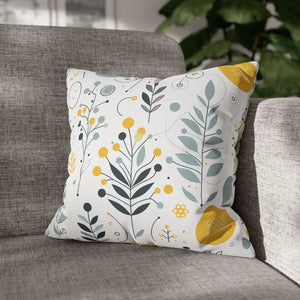Botanical Square Pillowcase Grey Yellow Print Home Decor - Dipaliz - Pillowcases & Shams