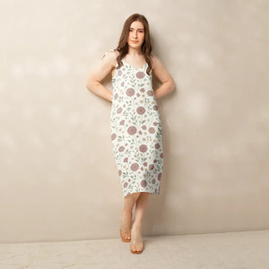 Botanical Print Midi – Chiffon Summer Gown - Dipaliz - Dresses - s