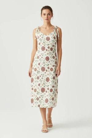 Botanical Tie-Strap Midi Dress Model