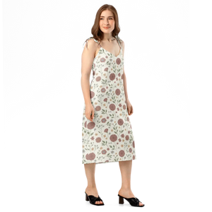 Botanical Print Midi – Chiffon Summer Gown - Dipaliz - Dresses - s
