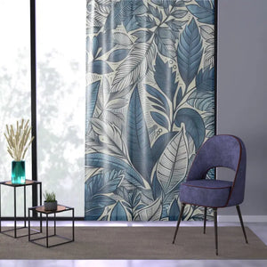 Luxury Home Decor Foliage Curtains - Nature Inspired - Dipaliz - Sheer / White / 50’’ × 84’’