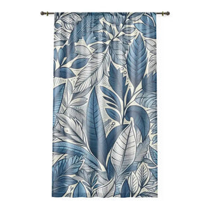 Luxury Home Decor Foliage Curtains - Nature Inspired - Dipaliz - Sheer / White / 50’’ × 84’’