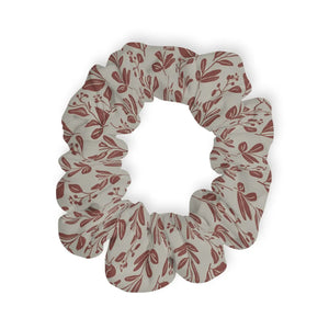 Botanical Rust Leaf Scrunchie, Neutral Floral Hair Accessory - Accessories