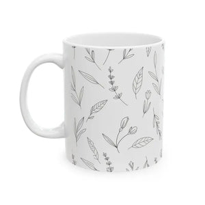 Botanical Sketch Ceramic Mug - Hand Drawn Floral Design - Dipaliz - Mugs