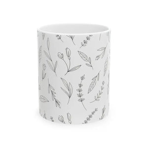 Botanical Sketch Ceramic Mug - Hand Drawn Floral Design - Dipaliz - Mugs