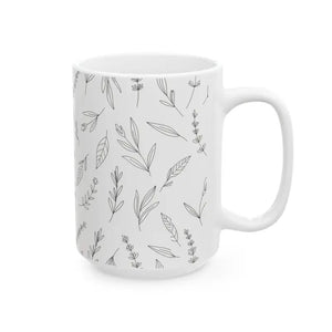 Botanical Sketch Ceramic Mug - Hand Drawn Floral Design - Dipaliz - Mugs