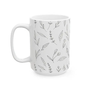 Botanical Sketch Ceramic Mug - Hand Drawn Floral Design - Dipaliz - Mugs