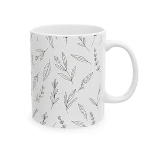 Botanical Sketch Ceramic Mug - Hand Drawn Floral Design - Dipaliz - Mugs