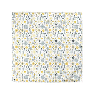 Botanical Sunflower Microfiber Duvet Cover - Bright Yellow - Dipaliz - Queen / Cream - Covers