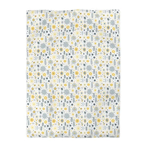 Botanical Sunflower Microfiber Duvet Cover - Bright Yellow - Dipaliz - Twin Xl / White - Covers